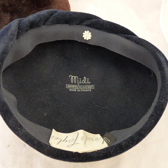 3 vintage hats beret wool designer blue brown black main image 4